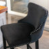 Contemporary Velvet Wingback Barstools Set of 2 with Button Tufted & Nailhead Trim - Black - SW1824BK - Minihomy