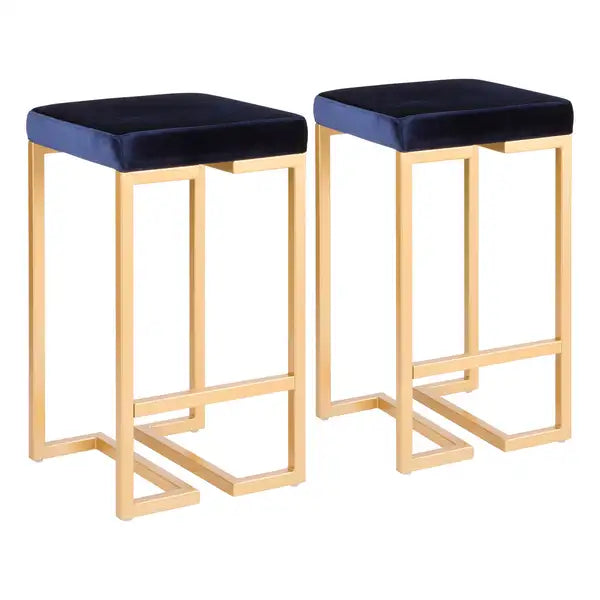 LumiSource Midas Gold Velvet Counter Stools (Set of 2) - 26"