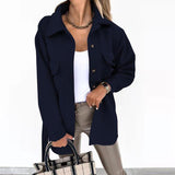 Long-sleeved Temperament Solid Color Lapel Button Lace Woolen Coat