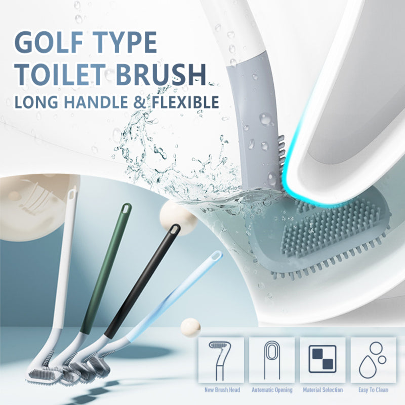 Golf Toilet Brush - Wall-Mounted Cleaning Tool with Flexible Bristles