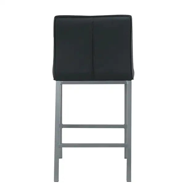 Modern Bar Stools, Set of 2, Black PU Leather with Metal Legs, Kitchen & Restaurant - Minihomy