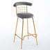 Luxury Velvet Bar Stools Set of 2, Grey - High Back, Metal Legs, Modern Kitchen Dining Chairs - Minihomy