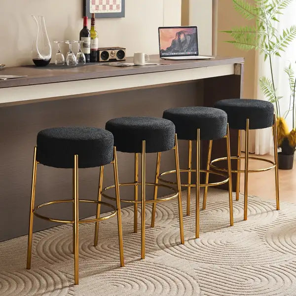 Contemporary Bar Stools (Set of 2), 30" Tall, Upholstered, Sturdy