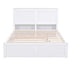 Full Size Platform Bed with Pull Out Shelves & Twin Trundle - White - Minihomy