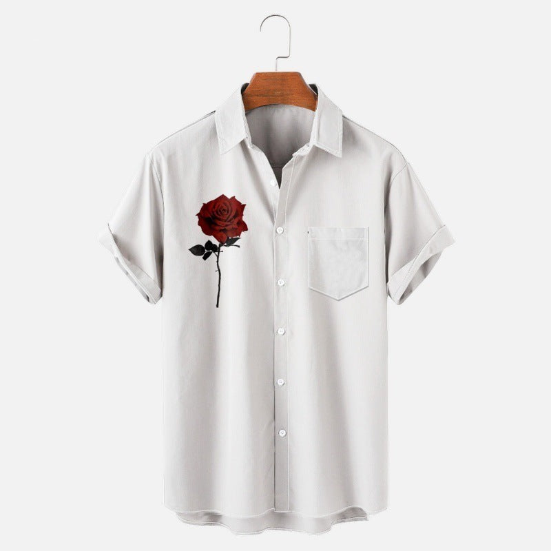 Summer Short Sleeve Shirt Plus Size Striped Creative Men's Shirt