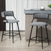 Grey Counter Height Bar Stools - 26" PU Leather Seat & Black Base - Minihomy