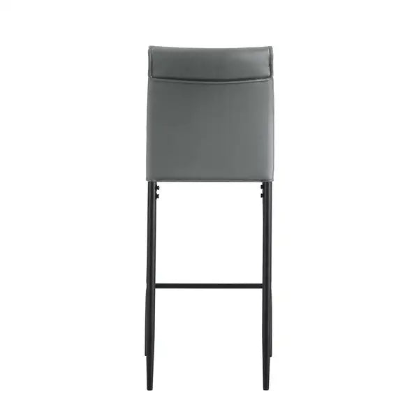 Grey Leather Bar Stools - Counter Height Dining Chairs (Set of 2) - Minihomy