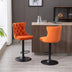 Orange Velvet Bar Stools Set of 2 - Adjustable Height, Tufted Back, Modern Kitchen Island Barstools - Minihomy