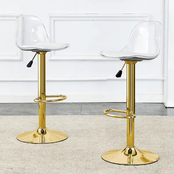 Modern Bar Stools Set of 2 - Rotating, Adjustable, PU Seat, PET Backrest - Bar, Restaurant, Cashier - Minihomy