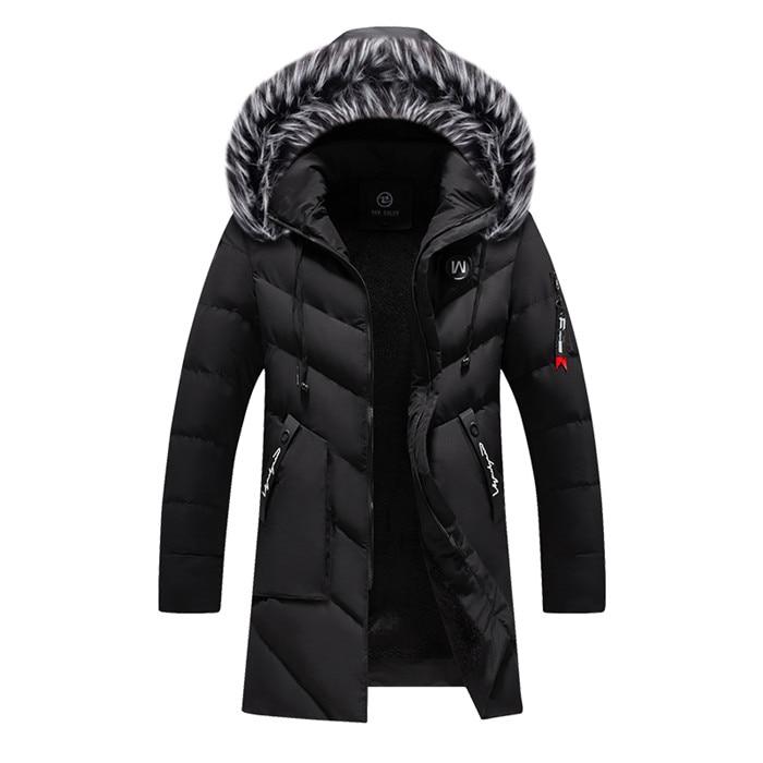 Men's Thick Fleece Winter Jacket Hooded Warm Cotton Parka