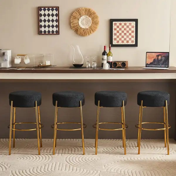 Contemporary Bar Stools (Set of 2), 30" Tall, Upholstered, Sturdy