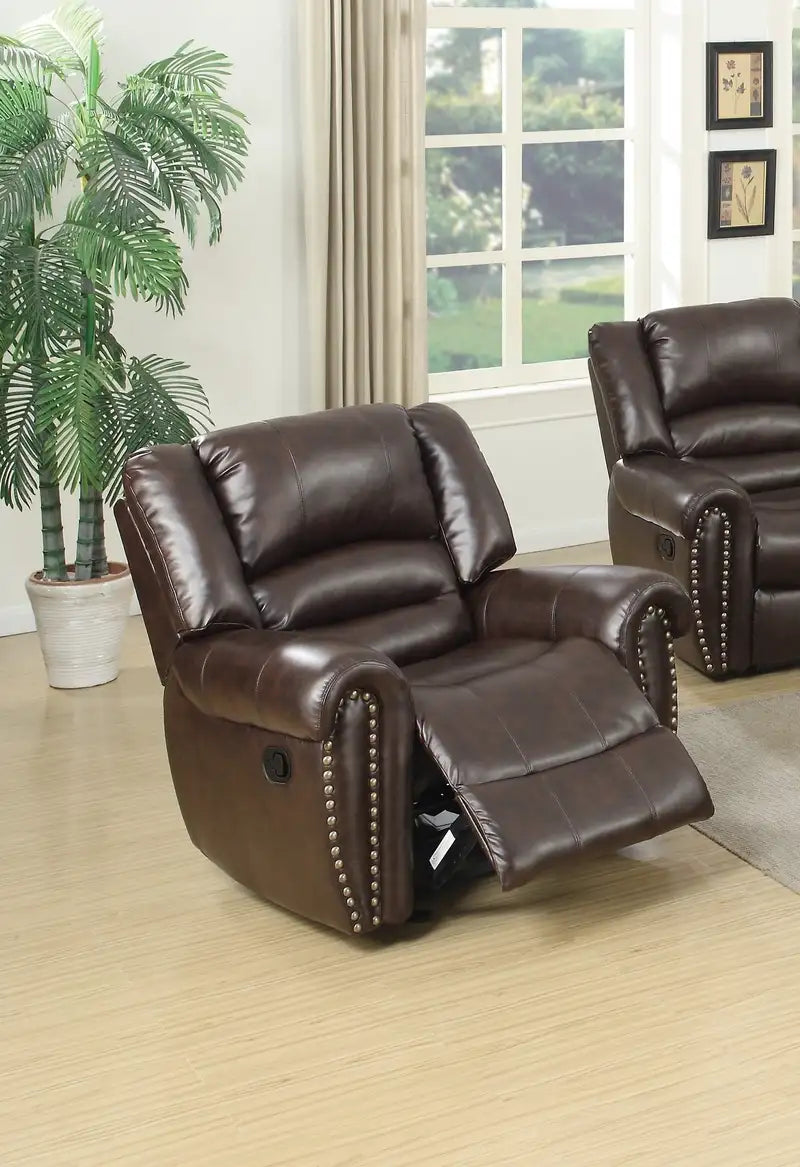 Modern Dark Brown Bonded Leather Recliner Glider Chair