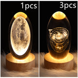 LED Night Light Galaxy Crystal Ball Table Lamp - 3D Planet Moon Lamp for Bedroom Home Decor