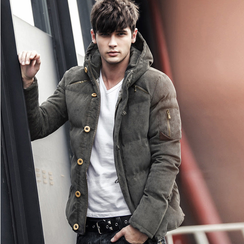 Cotton Padded Windproof Thick Warm Soft Clothing Hooded Male Parkas