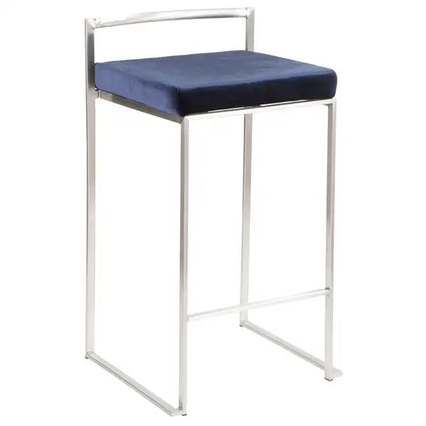 LumiSource Fuji Blue Velvet Counter Stools - Set of 2