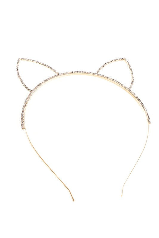 Rhinestone Cat Ears Headband - Sparkly Cat Ear Hair Accessory for Parties & Costumes