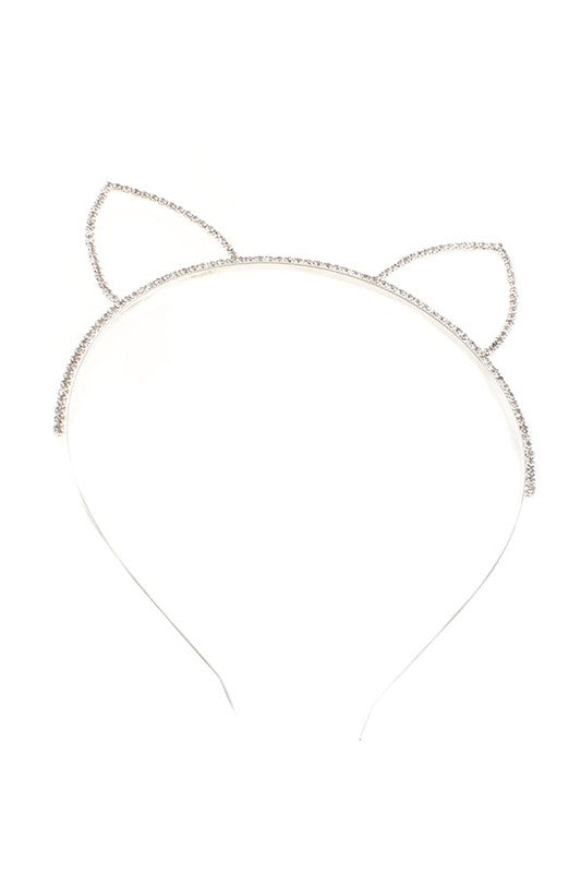 Rhinestone Cat Ears Headband - Sparkly Cat Ear Hair Accessory for Parties & Costumes