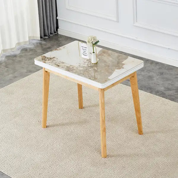 Foldable White Marble Look Computer Desk - Perfect for Home & Restaurant Use - Minihomy