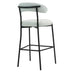 26" Counter Height Bar Stools with Teddy Fabric Cover - Black Base & Footrest (Snow) - Minihomy