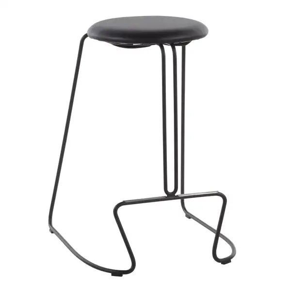 LumiSource Finn Black Counter Stools (Set of 2) - Contemporary Steel & Faux Leather