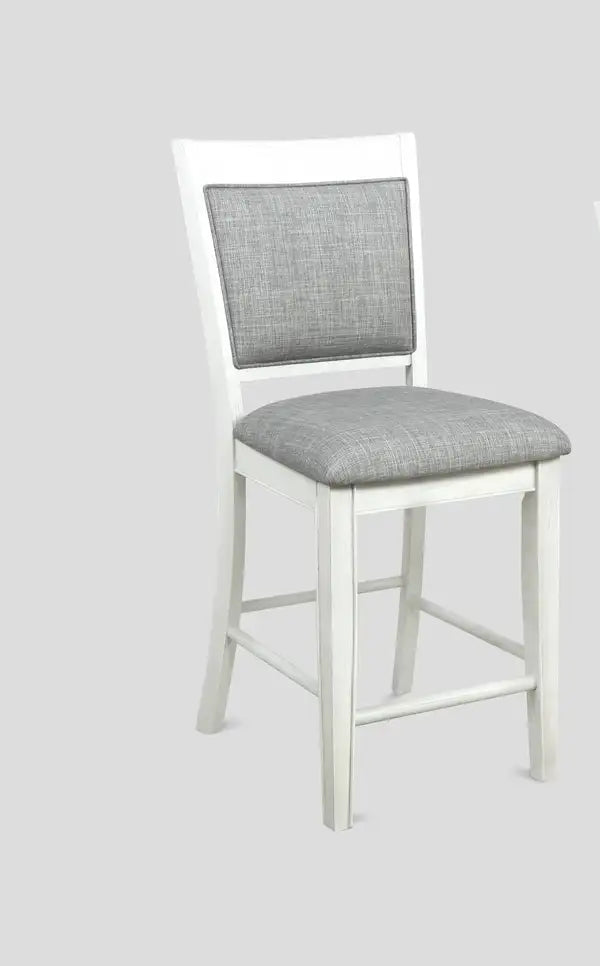 White & Gray Farmhouse Linen Counter Height Bar Stools (2-Pack)