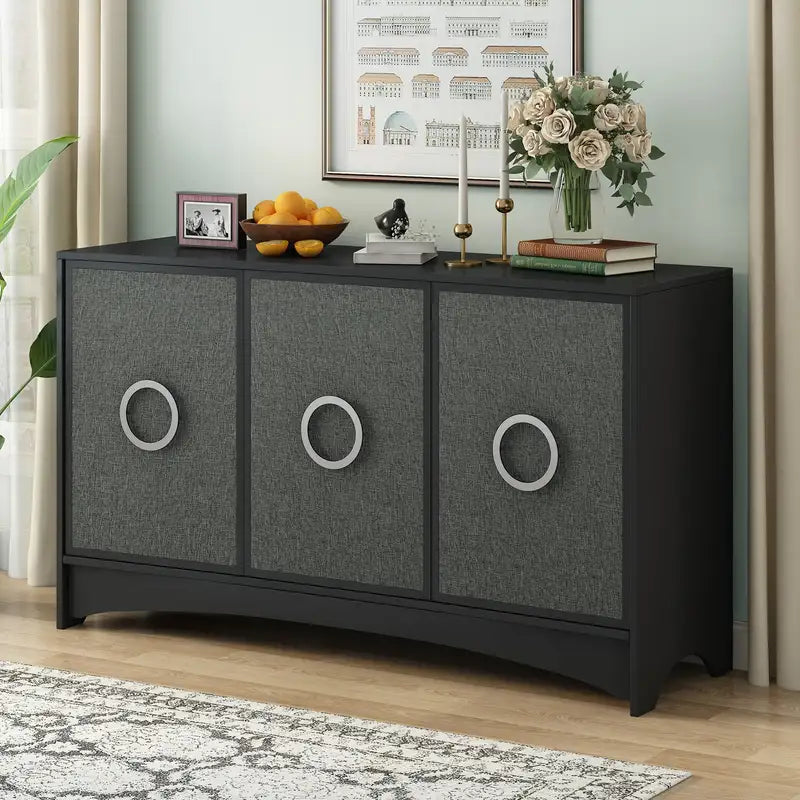 Curved Storage Cabinet: 3 Doors, Adjustable Shelves, Hallway, Entryway, Living Room