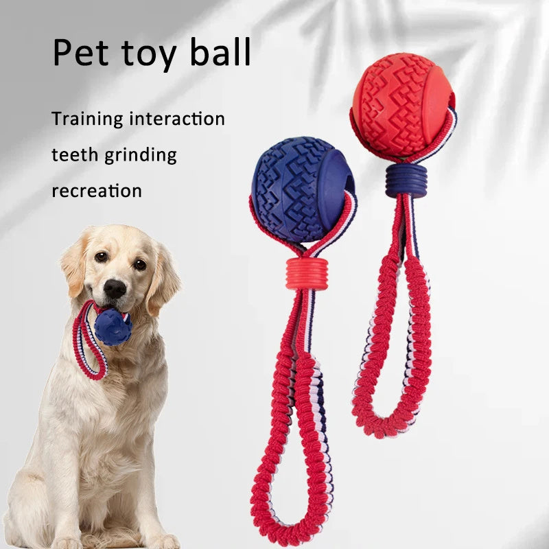 Interactive Dog Toy Ball - Teether with Rope for Chewing, Training & Fun