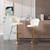 Cream Velvet Swivel Bar Stools Set of 2 - Chrome Base, Adjustable Height - Minihomy