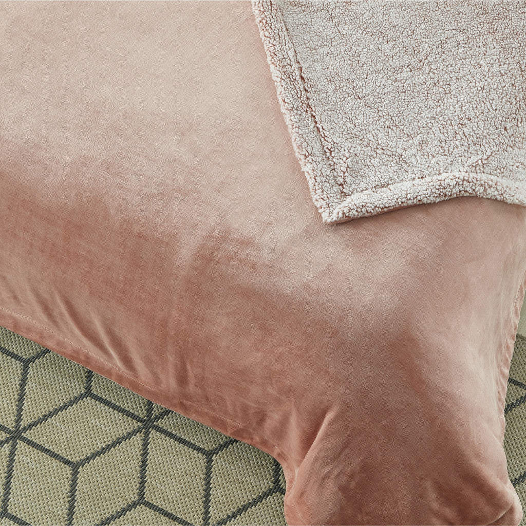 Blush Knitted PolYester Solid Color Plush Throw Blanket - Minihomy