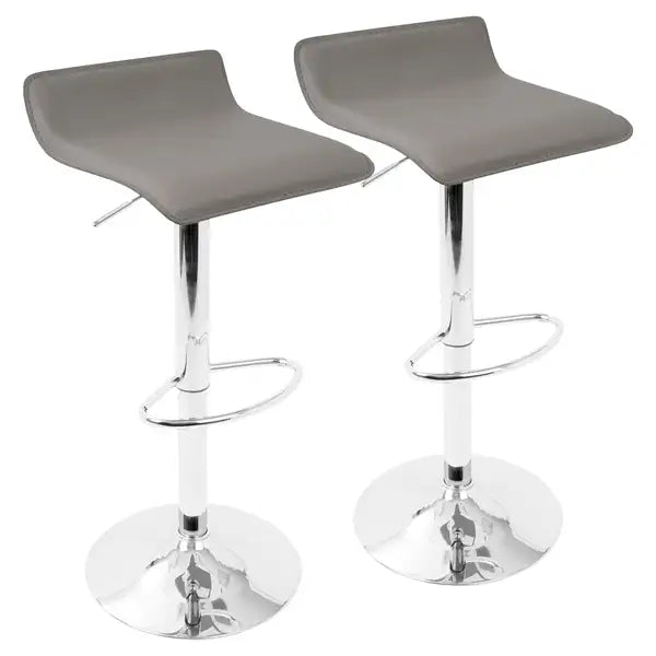 LumiSource Ale Grey PU Leather Adjustable Bar Stools (Set of 2)