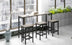 Counter Height Dining Table Set with 3 Stools, Extra Long Pub Kitchen Table with Footrest - Gray - Minihomy