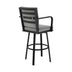 Faye Modern Patio Barstool - Black Aluminum Frame, Gray Cushions, 30 Inch - Minihomy