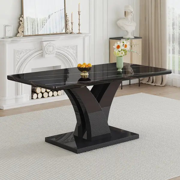 Black Modern Dining Table with MDF Legs - F-790 for Home & Office - Minihomy