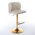 Beige Swivel Barstools, Adjustable Height, Tufted Back, Modern PU Upholstery, Set of 2 for Kitchen Island & Pub - Minihomy