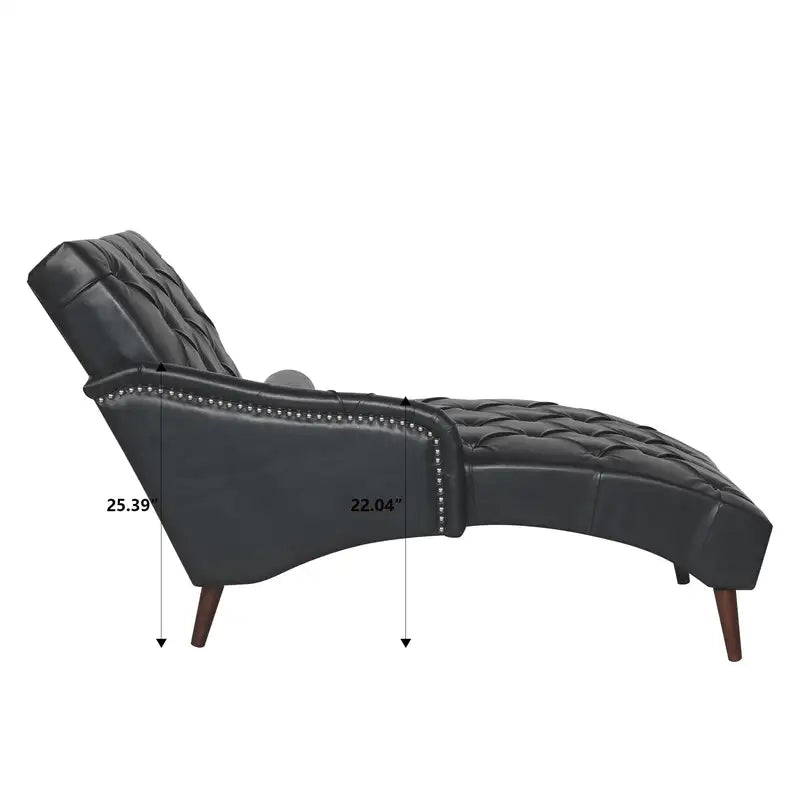 Black PU Leather Chaise Lounge with Pillow - Modern Accent Chair