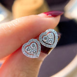 Rhinestone Love Stud Earrings: Elegant Heart-shaped Fashion