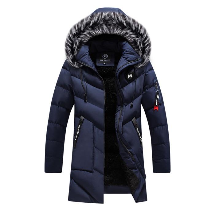Men's Thick Fleece Winter Jacket Hooded Warm Cotton Parka