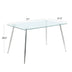 51" Modern Clear Glass Dining Table with Chrome Metal Legs - Minihomy