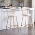 Luxury Velvet Bar Stools Set of 2, Beige - High Back Pub Chairs with Metal Legs for Kitchen Dining - Minihomy