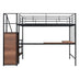 Full Size Metal Loft Bed with Desk, Storage Ladder & Wardrobe - Black - Minihomy