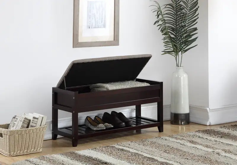 Rouen Espresso Shoe Storage Bench