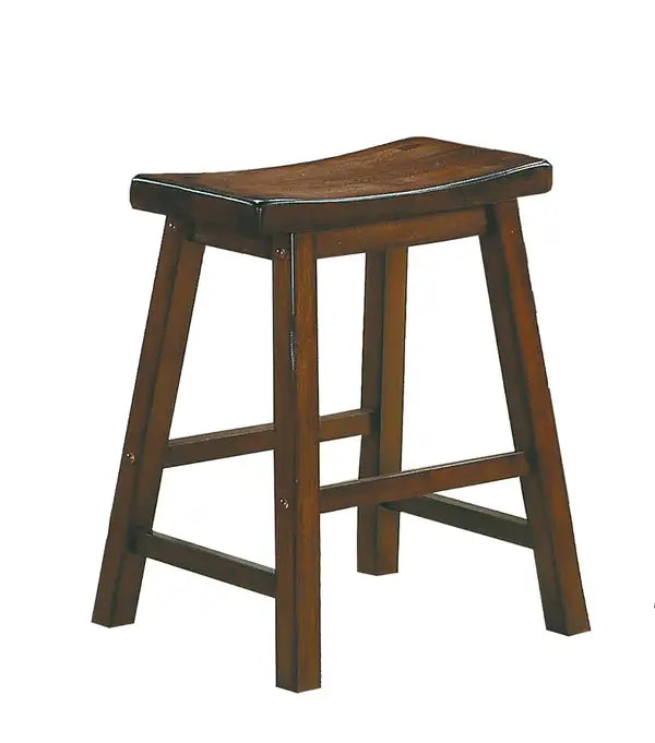 Cherry Wood Saddle Seat Stools (Set of 2) - 18" Height Dining Chairs - Minihomy