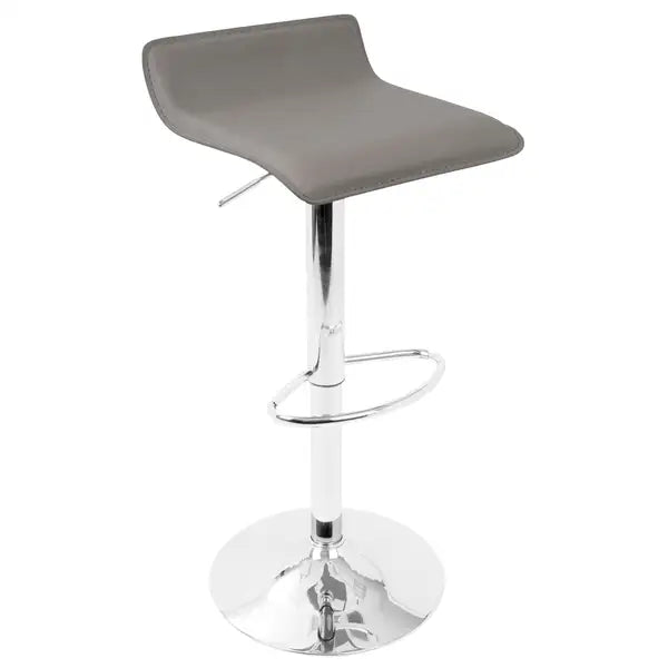 LumiSource Ale Grey PU Leather Adjustable Bar Stools (Set of 2)