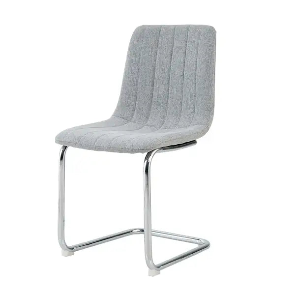 Set of 4 Light Grey Dining Chairs with Silver Metal Legs - Modern Simple Luxury Home Furniture