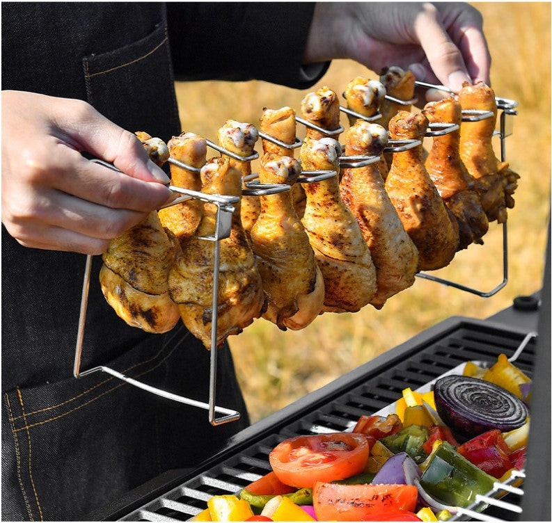 Stainless Steel BBQ Rib Shelf Non-Stick Barbecue Chicken Wing Leg Rack