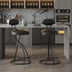 Modern Black Bar Stools Set of 2 - Upholstered Counter Height with Footrest - Minihomy