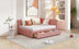 Full Size Upholstered Daybed with Storage Drawers - Linen Fabric (Pink) - Minihomy