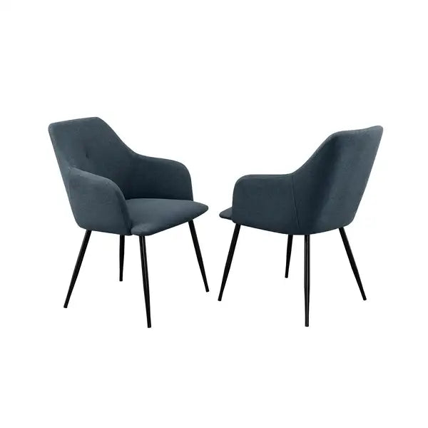 Indigo Blue Upholstered Dining Chairs - Woven Fabric, Contemporary Style