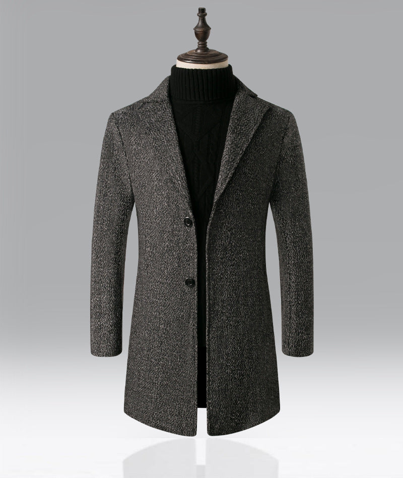 Men's Snowflake Trench Coat Mid-length Woolen Coat