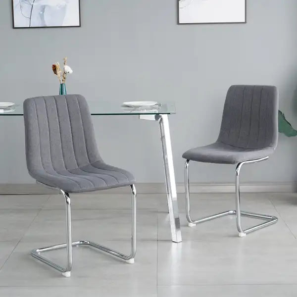 Modern Dark Grey Dining Chairs with Metal Legs (Set of 4) - Home, Bedroom, & Student Desk - Minihomy